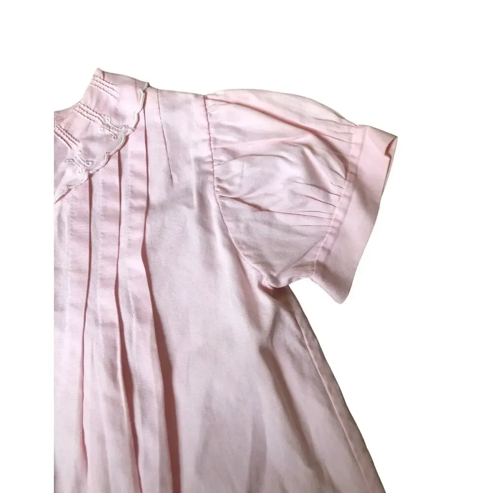 Vintage handmade Embroidered Dresses pink & white 12-18 months